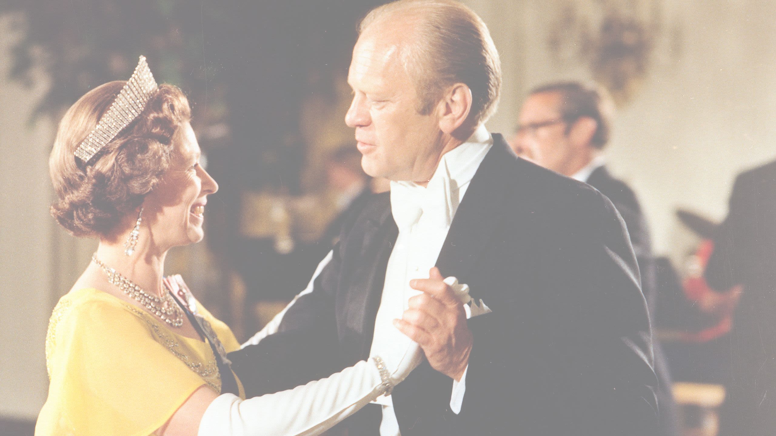 American President Gerald Ford dances with Queen Elizabeth