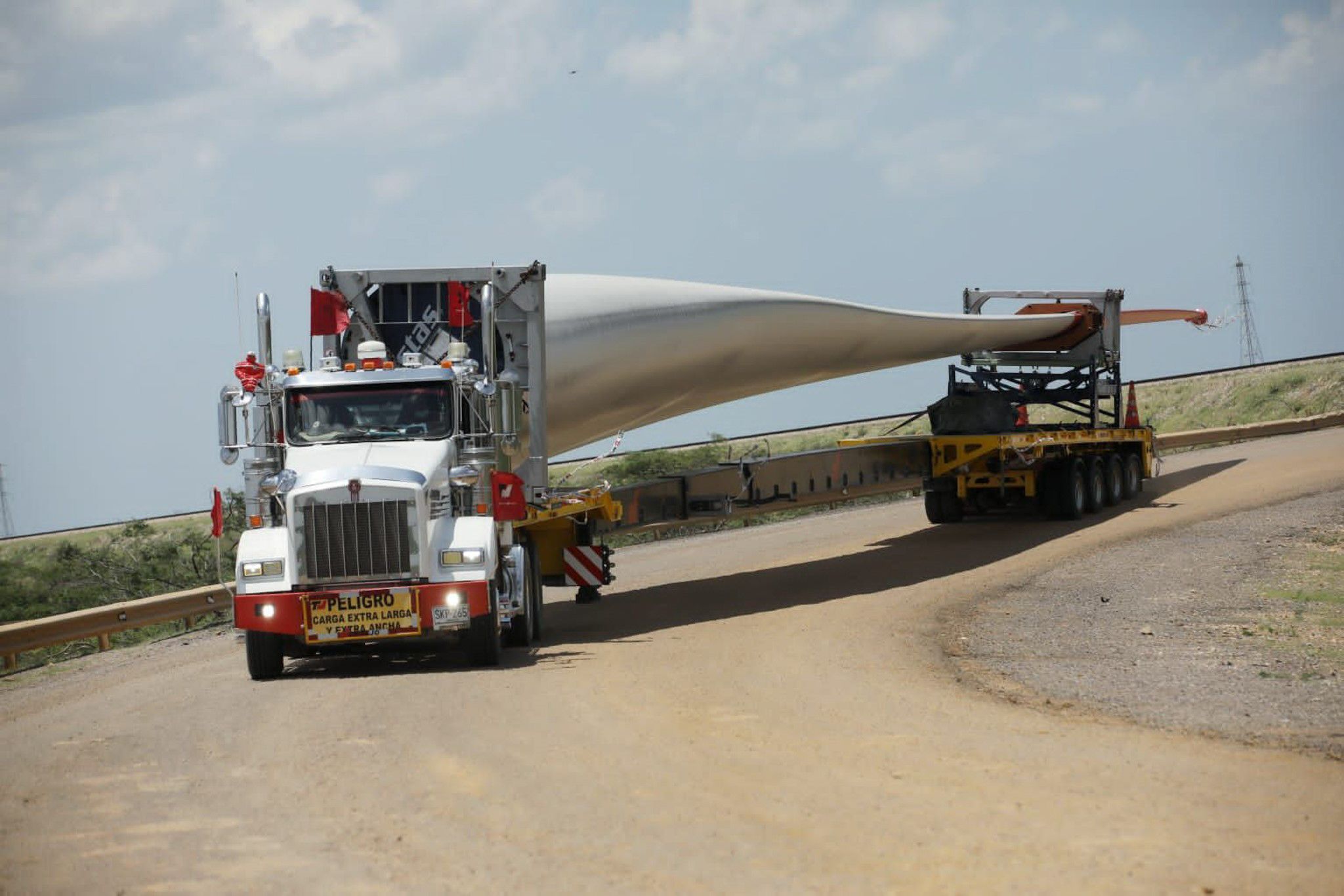   Wind turbines arriving and being installed in La Guajira, Colombia.