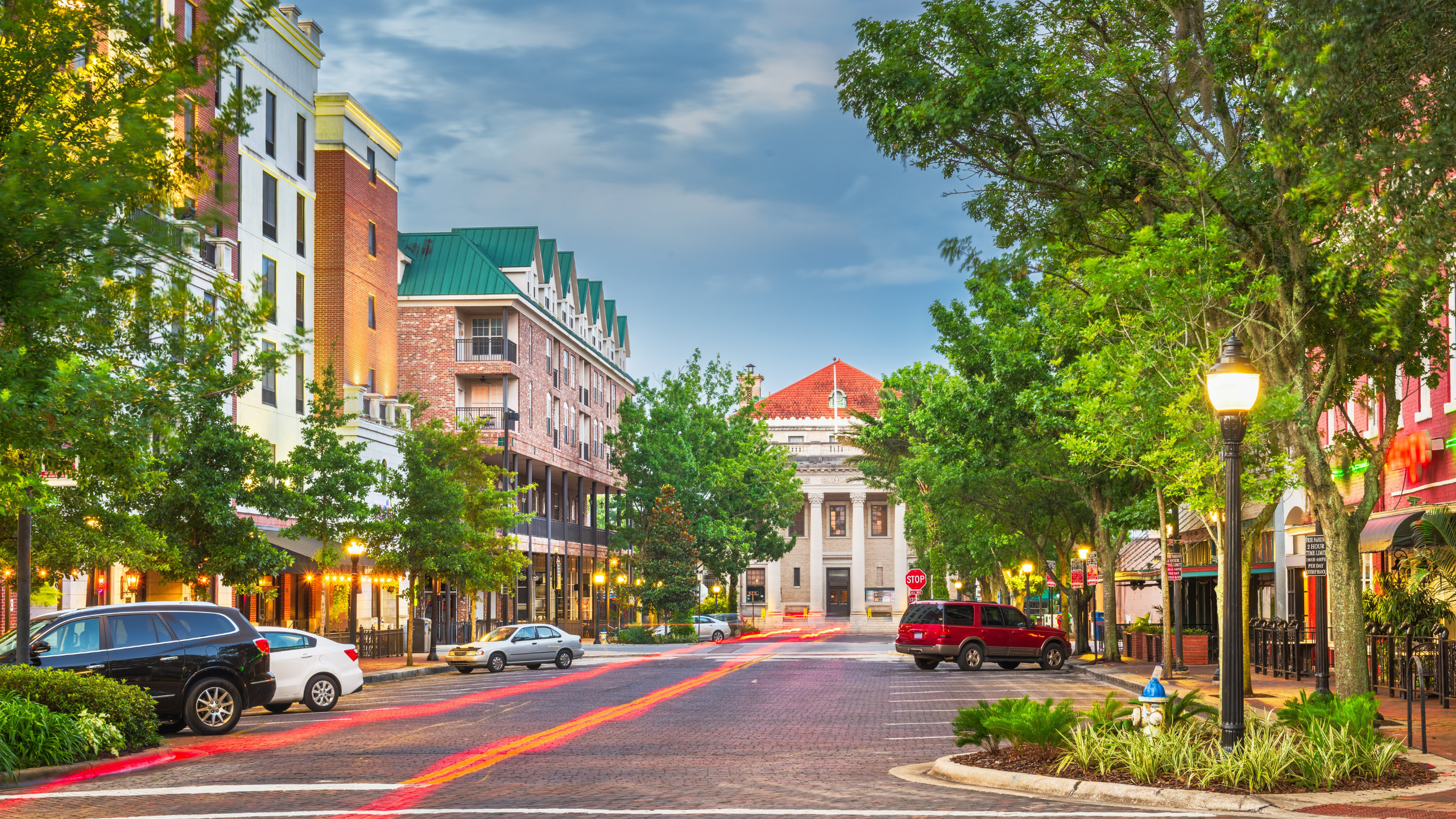 a street lined with buildings