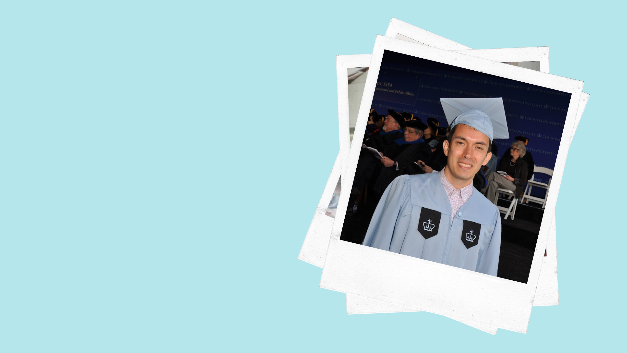 a man wearing a cap and gown smiles