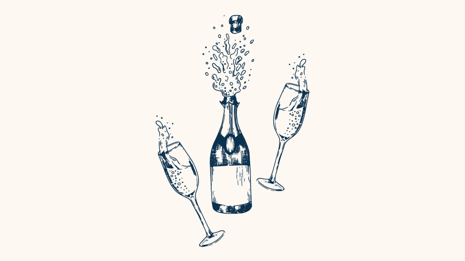 Illustration of a bottle of champagne and two glasses (© Tatiana Goncharuk/Shutterstock)