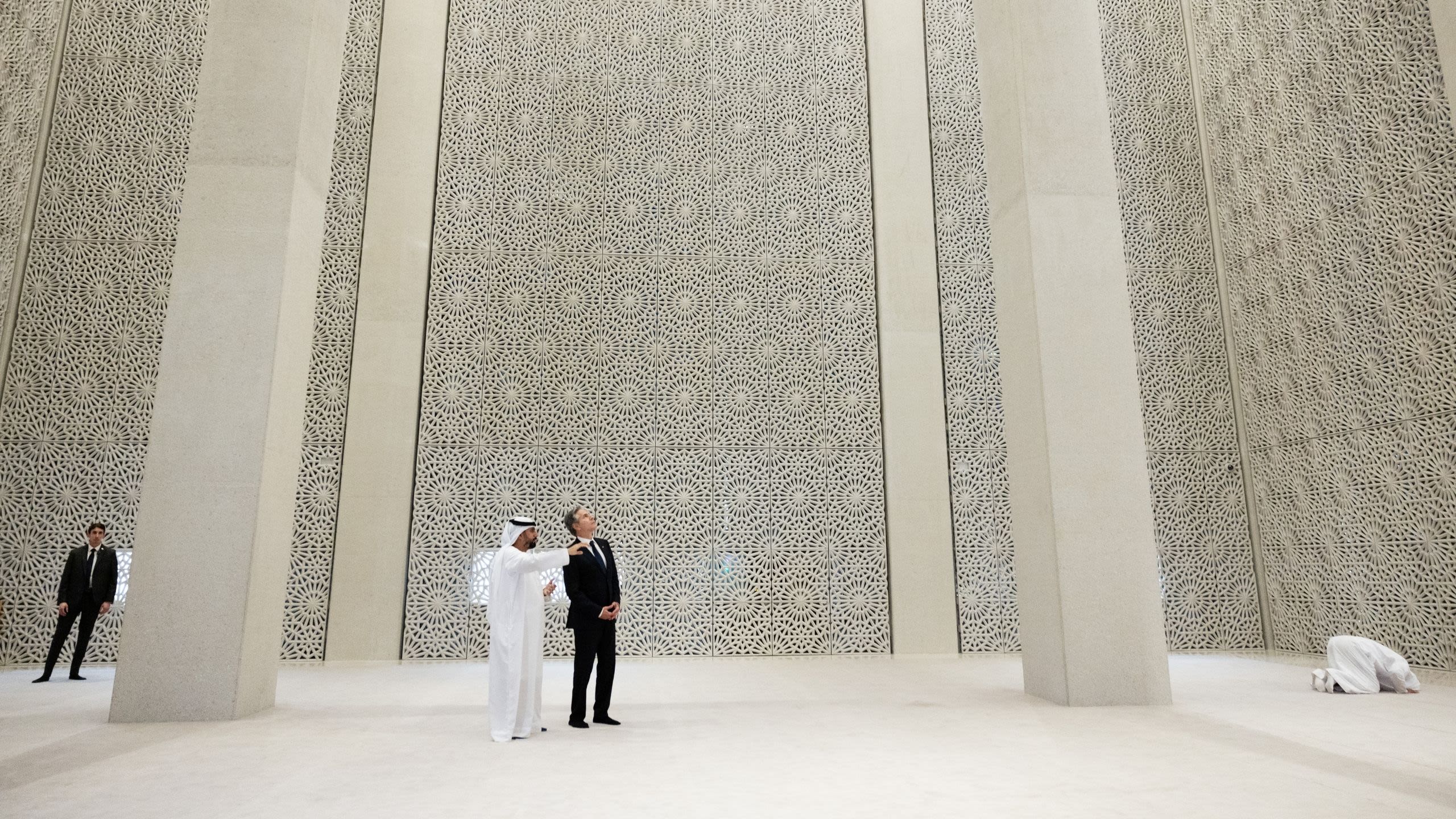 Secretary Blinken getting a tour of a mosque