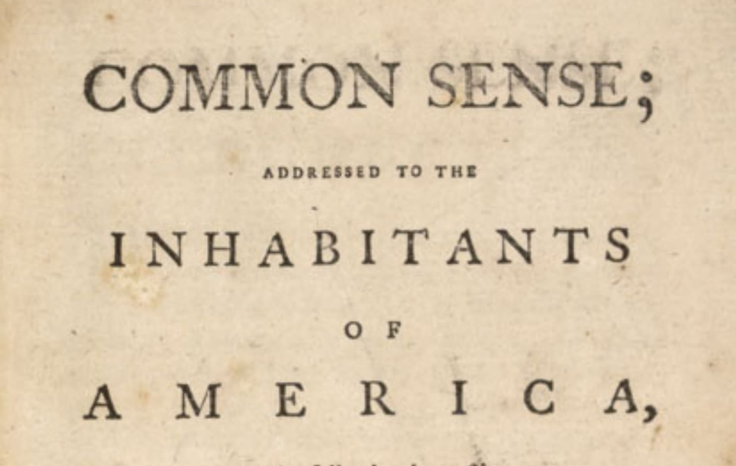 Title page from Common Sense (Yale University)