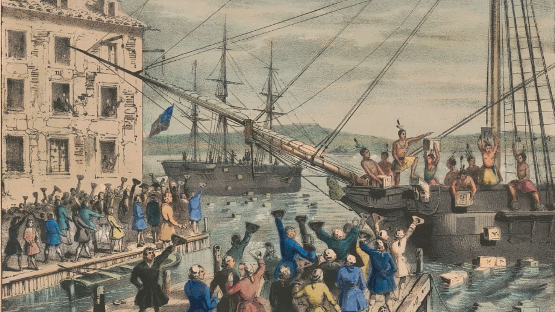 Illustration of the Boston Tea Party (Library of Congress)