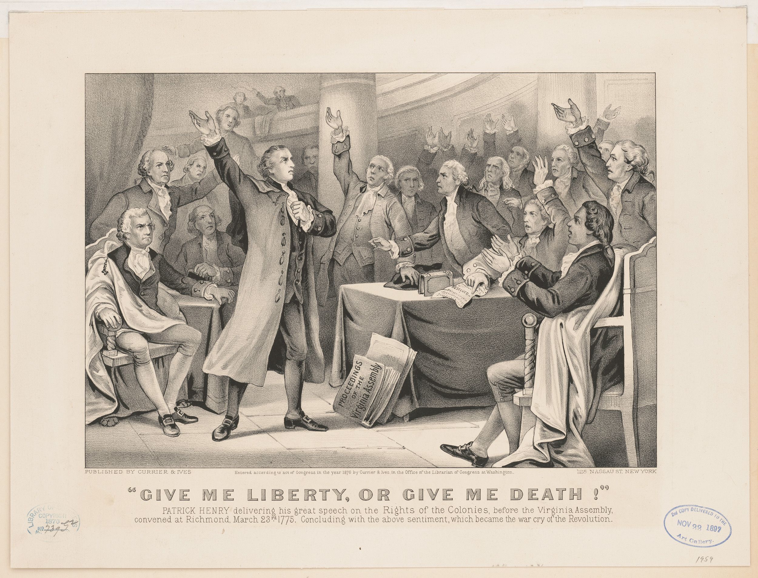Illustration of Patrick Henry delivering his ‘give me liberty or give me death’ speech (Library of Congress)