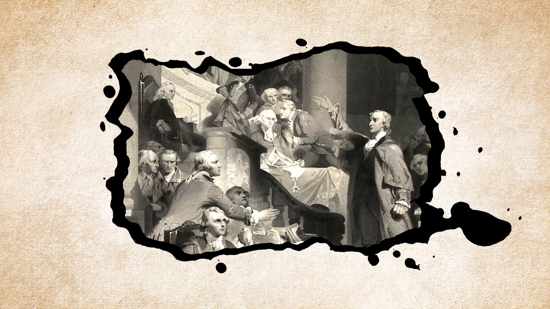 Stylized image of Patrick Henry in debate