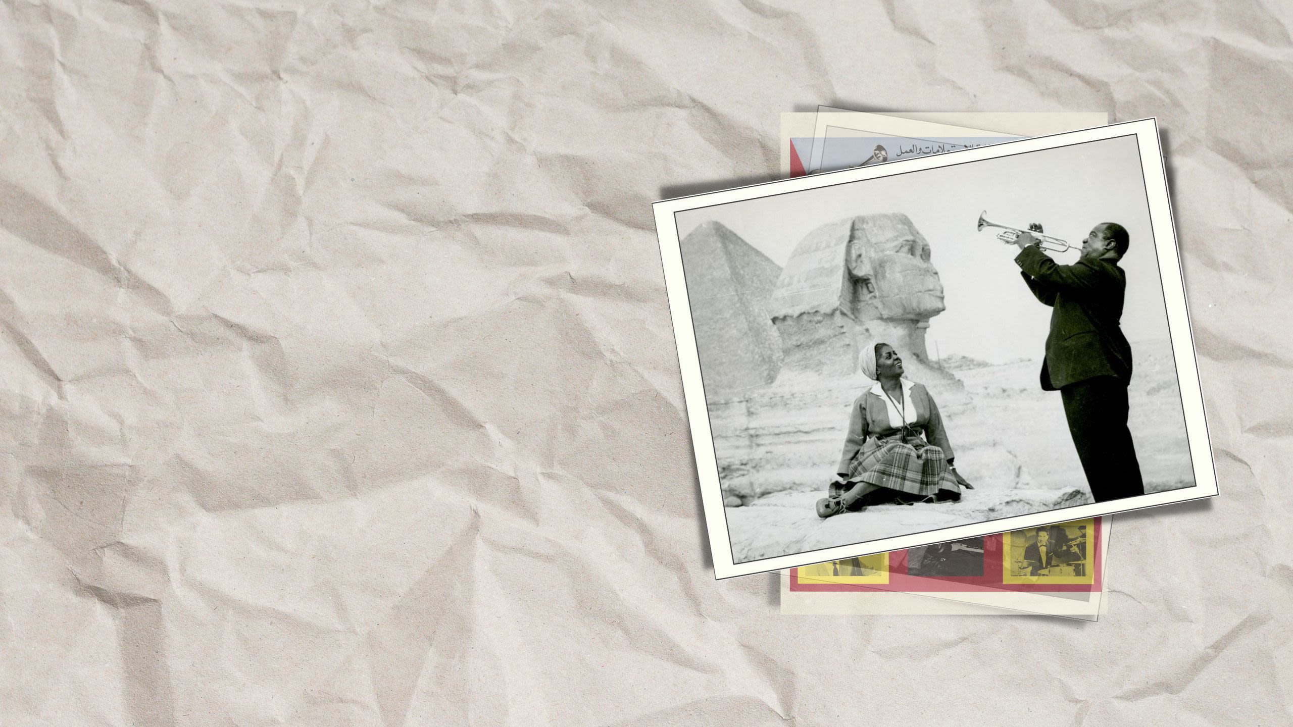 Trumpet player and woman in front of Great Sphinx statue (© Universal Archive/Universal Images Group/Getty Images)